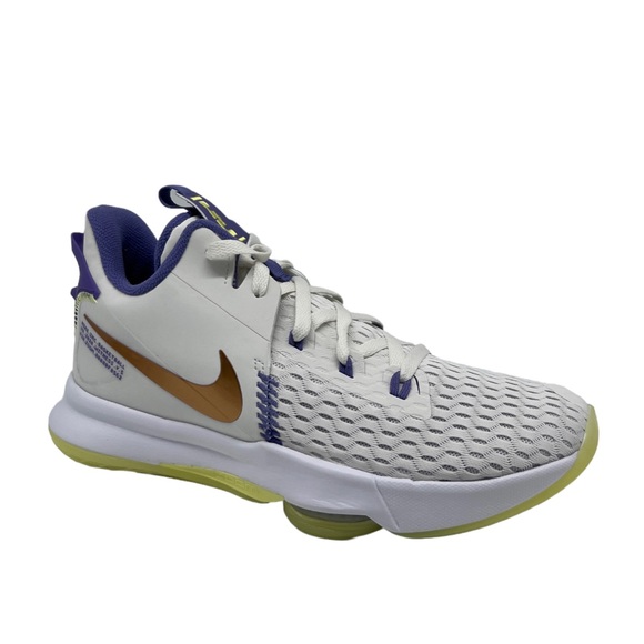 Nike Lebron Witness 5 White Purple Gold Basketball Sneakers CQ9380-102 - Picture 1 of 11